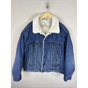 Vintage Silver Spur Sherpa Lined Denim Jacket Western Wear 4X Trucker